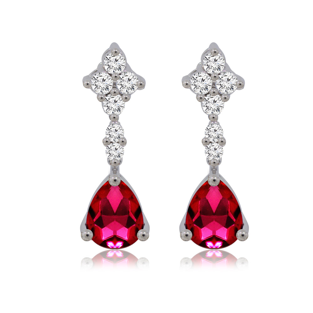 Pear Shaped Red Dangle Earrings